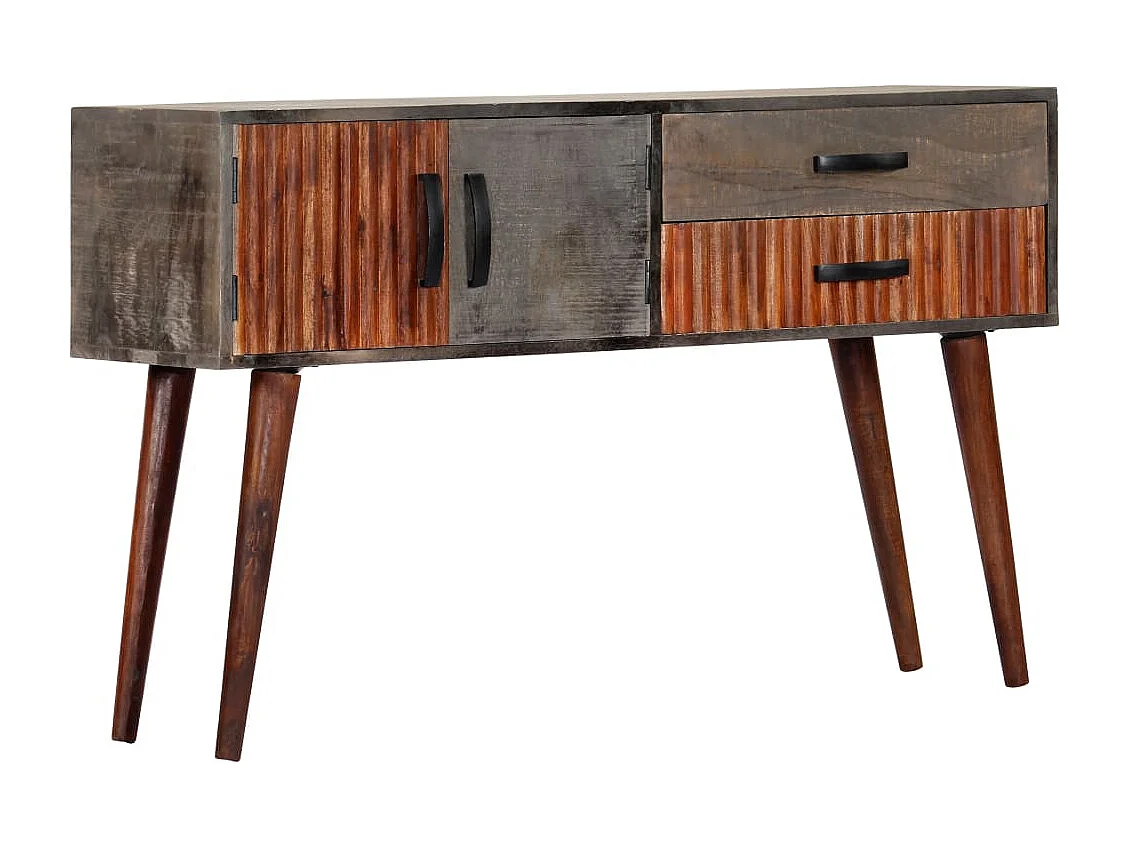 Consolle Grigia 120x35x75 cm Legno massello di mango grezzo