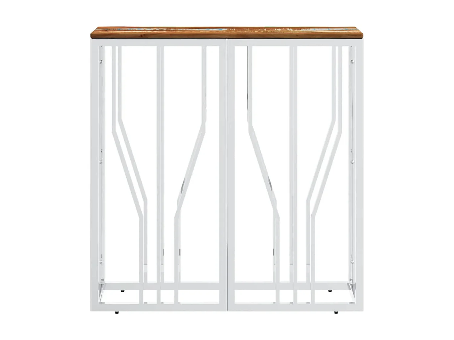 Table console argenté acier inoxydable/bois massif récupération