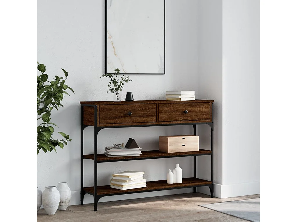 Konsolentisch aus brauner Eiche, 100 x 25 x 75 cm, Holzwerkstoff