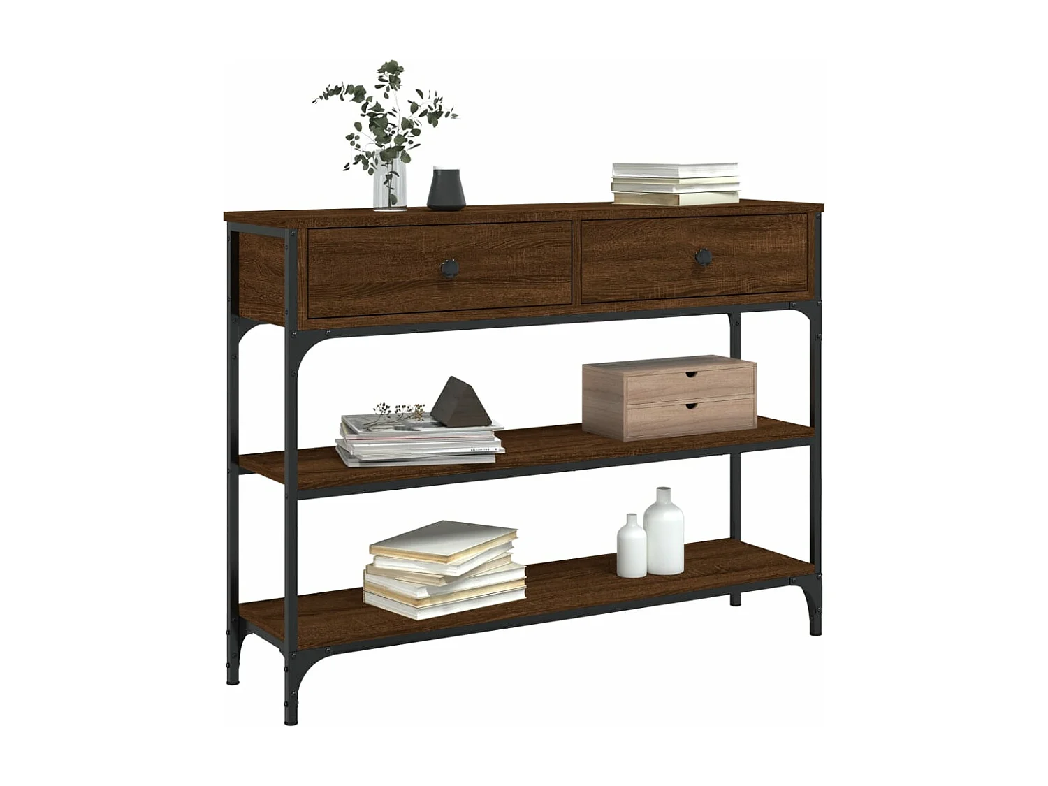 Konsolentisch aus brauner Eiche, 100 x 25 x 75 cm, Holzwerkstoff