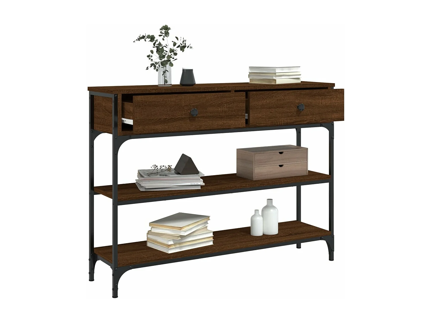 Konsolentisch aus brauner Eiche, 100 x 25 x 75 cm, Holzwerkstoff