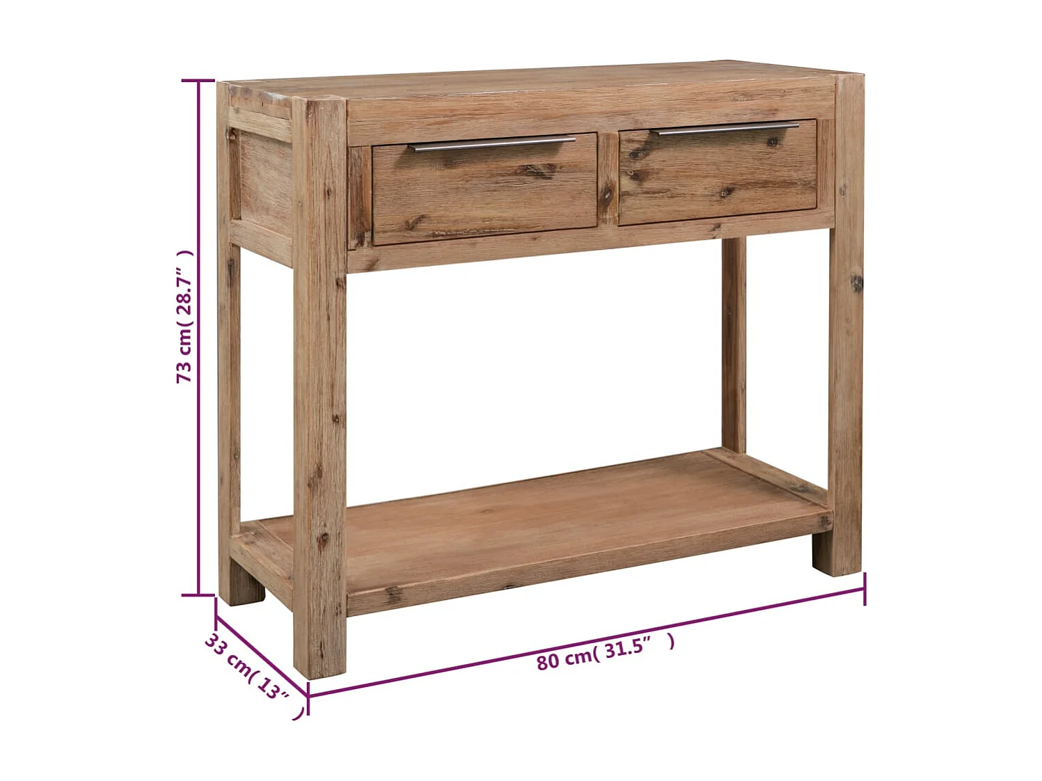 Table console 82x33x73 cm Bois d'acacia massif