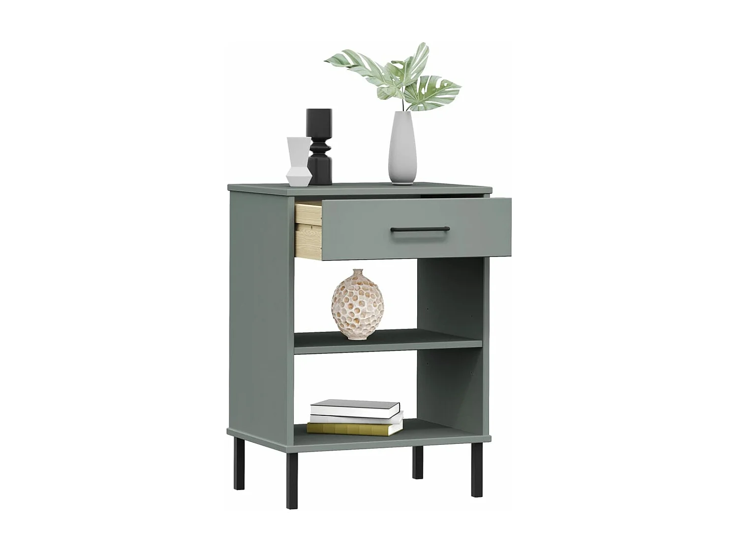 Mueble consola con patas de metal gris Madera maciza de pino OSLO
