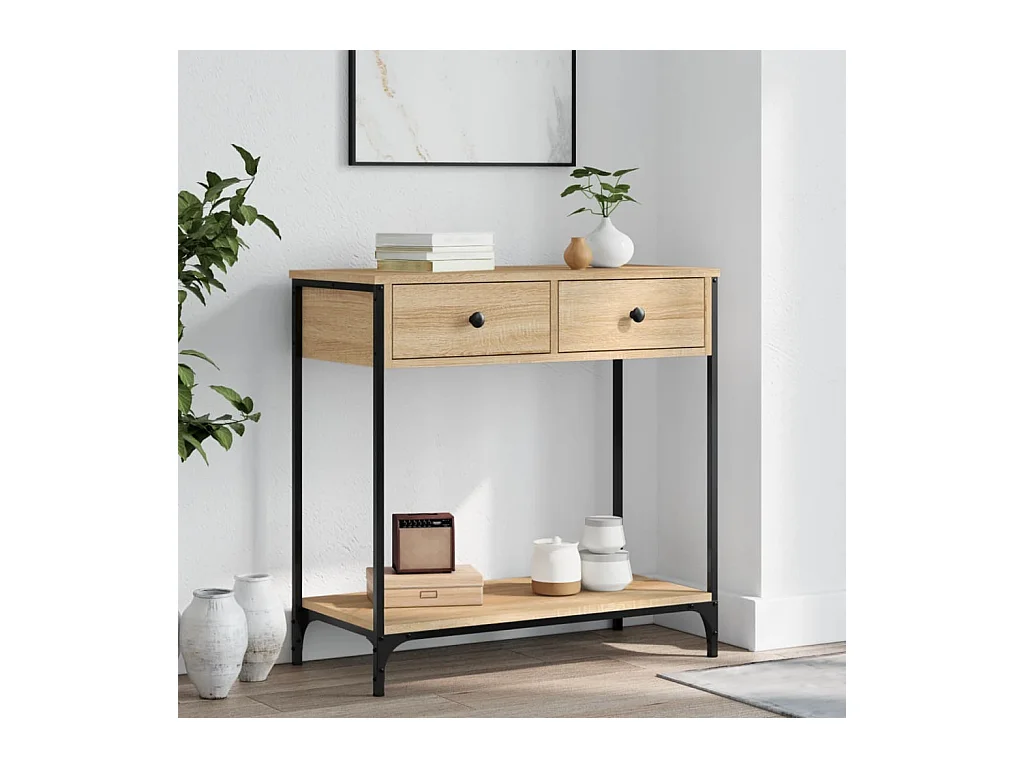 Table console chêne sonoma 75x34,5x75 cm bois d'ingénierie