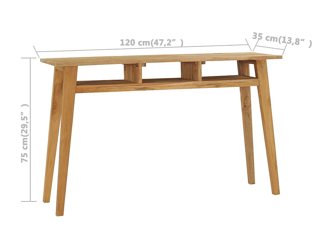 Consoletafel 120x35x75 cm Massief teakhout