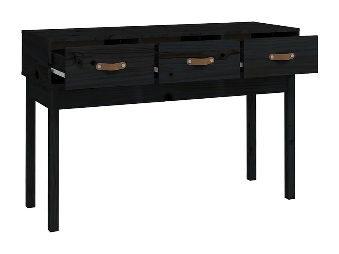 Mesa consola Negro 114x40x75 cm Madera maciza de pino