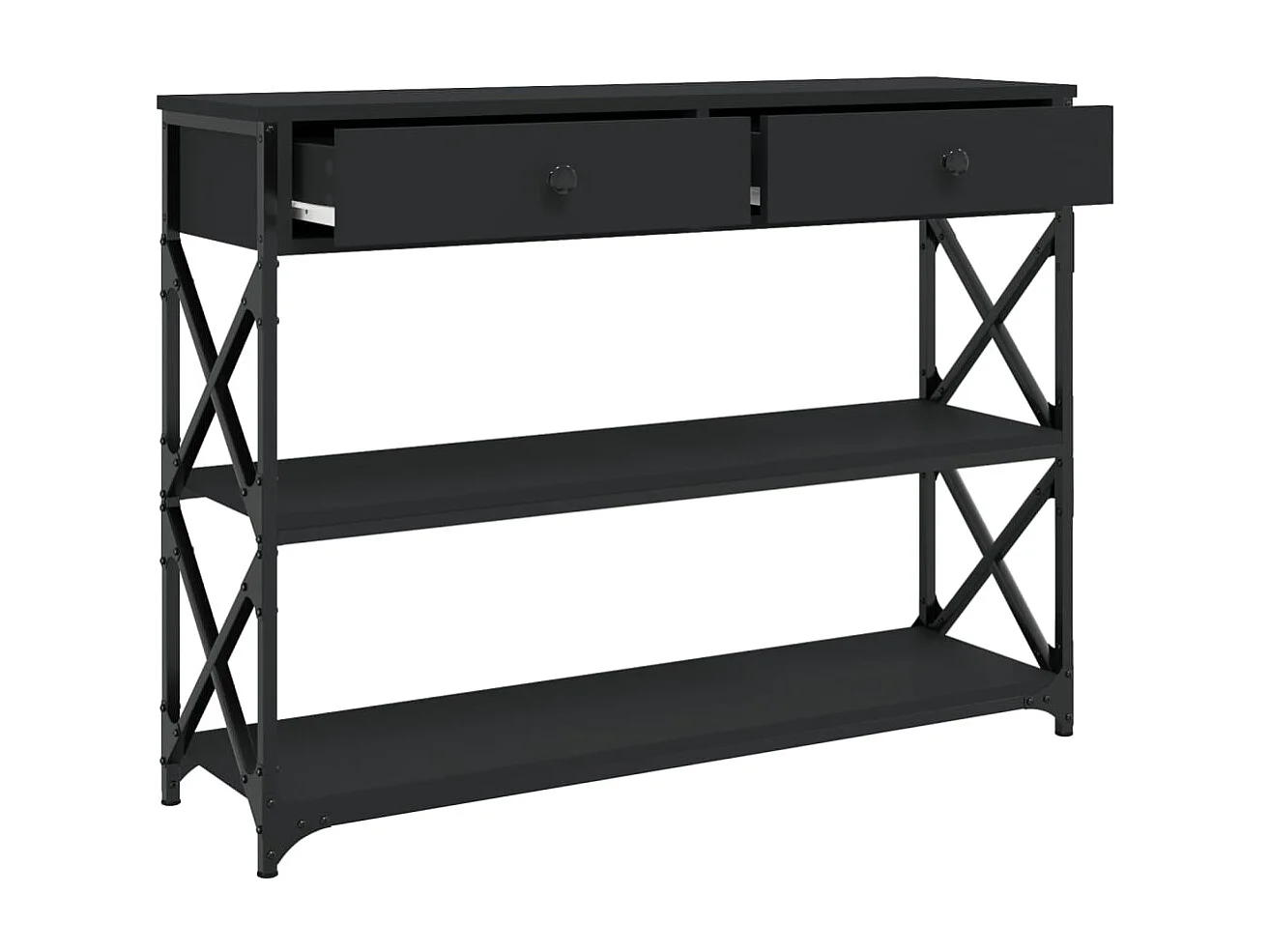 Mesa console preta 100x28x75 cm madeira projetada