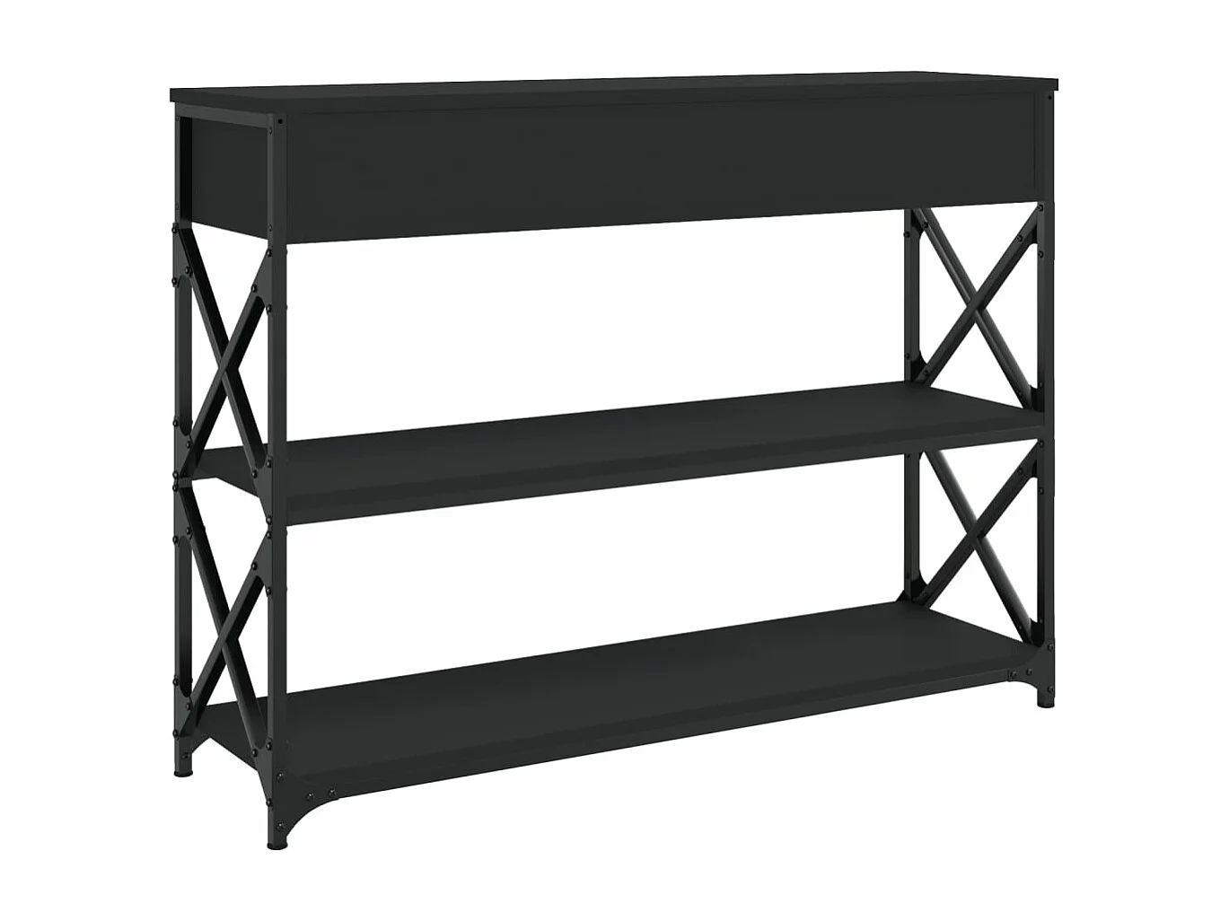 Mesa console preta 100x28x75 cm madeira projetada