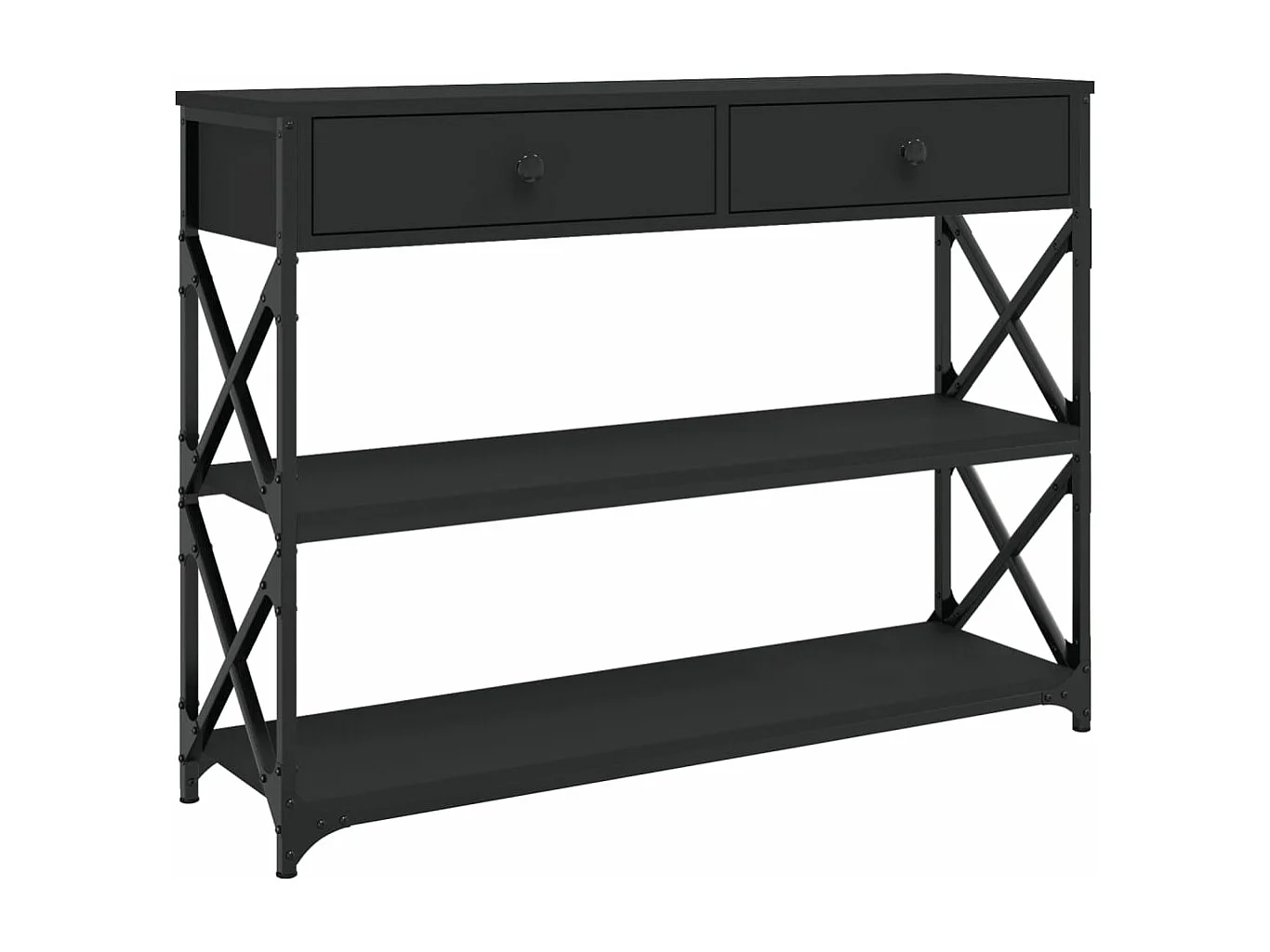 Zwarte consoletafel 100x28x75 cm samengesteld hout