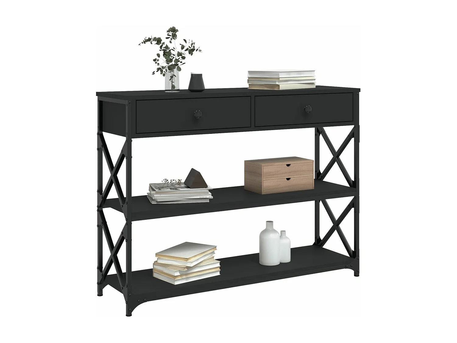 Zwarte consoletafel 100x28x75 cm samengesteld hout