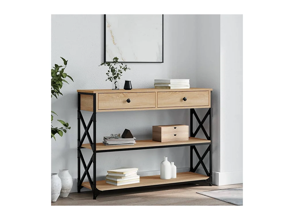 Table console chêne sonoma 100x28x75 cm bois d'ingénierie