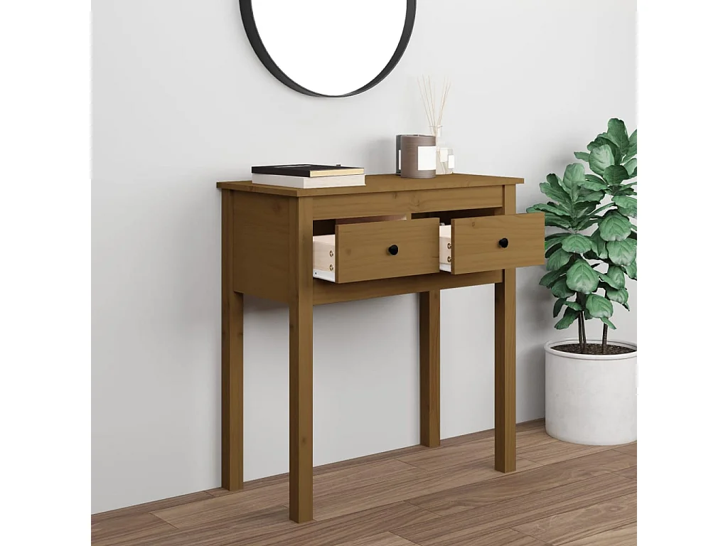 Mesa consola Castanho mel 70x35x75 cm Madeira maciça de pinho