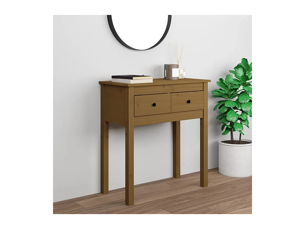 Table console Marron miel 70x35x75 cm Bois massif de pin
