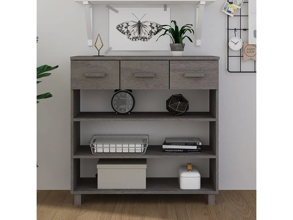 Table console HAMAR Gris clair 90x35x90 cm Bois massif de pin