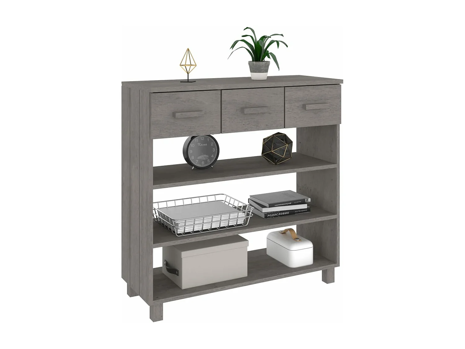 Table console HAMAR Gris clair 90x35x90 cm Bois massif de pin