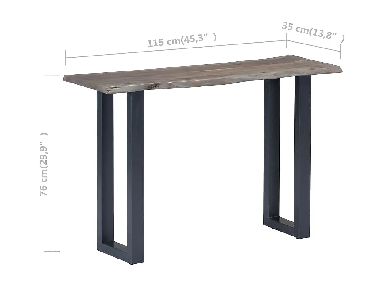 Tavolo consolle Grigio 115 x 35 x 76 cm Legno massello di acacia e ferro