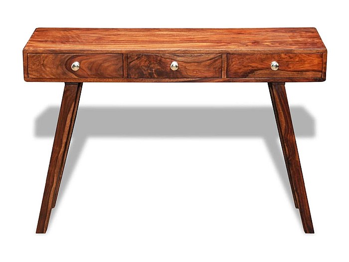 Table Console En Bambou Avec 3 Tiroirs Et Rangement Ouvert - Style Rustique Tressé Main - 130x30x80 Cm - Couloir, Salon, Chambre