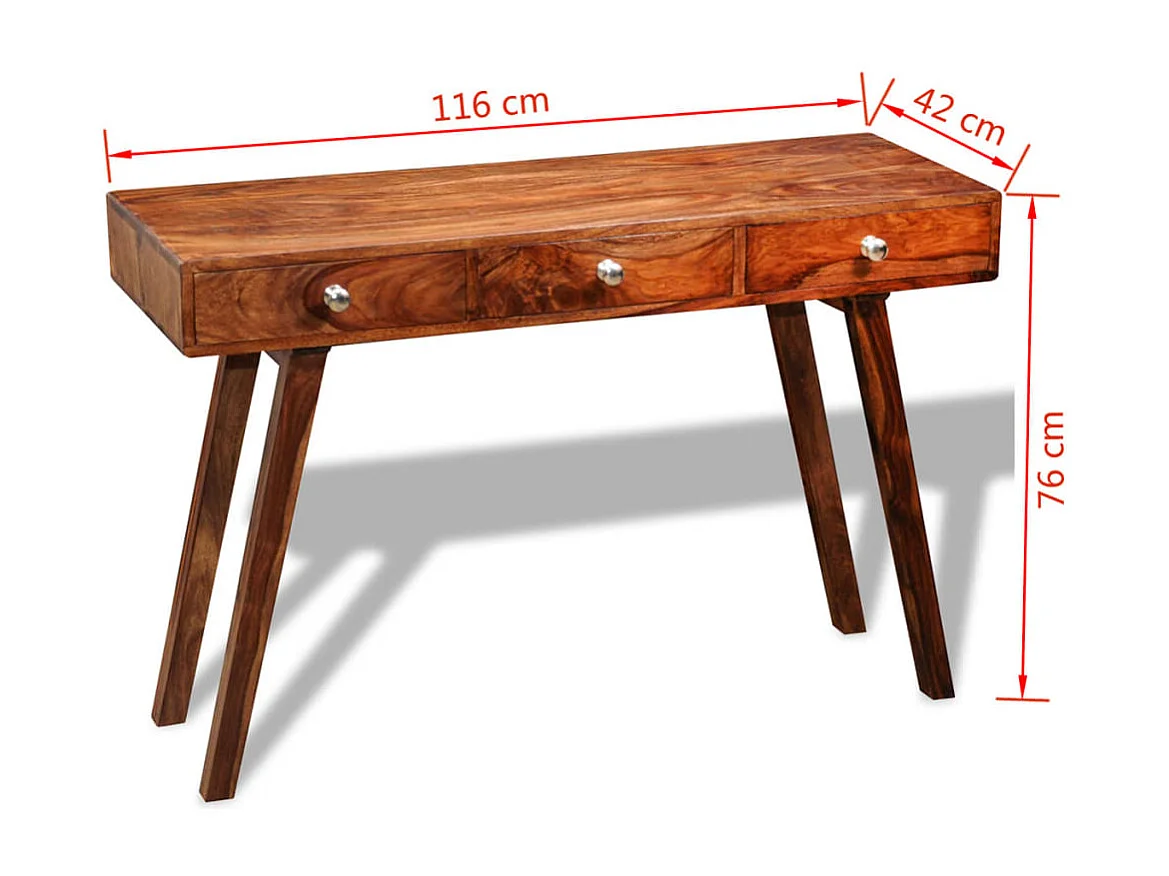 Table console avec 3 tiroirs 76 cm Bois massif de Sesham