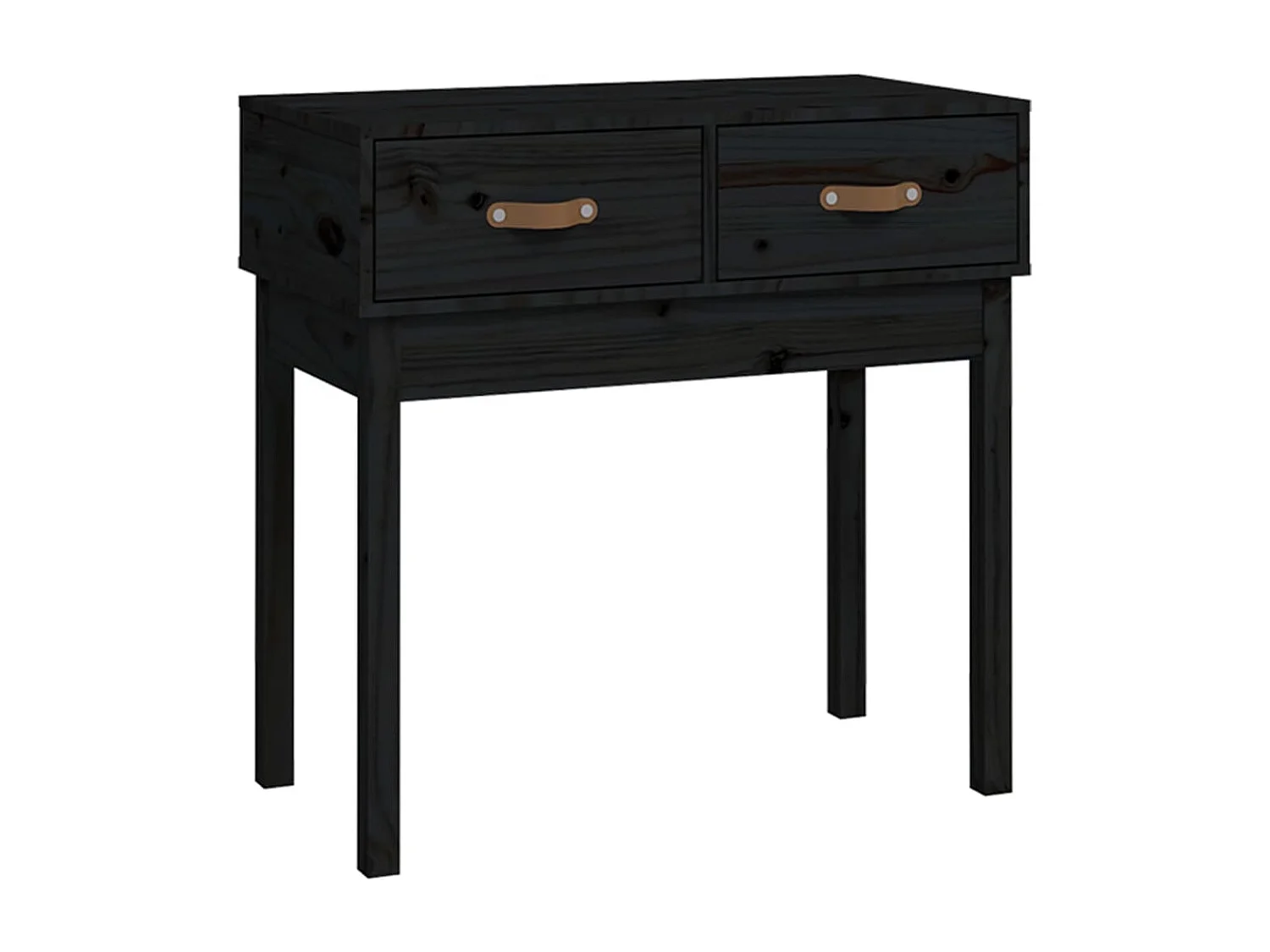 Tavolo consolle Nero 76,5x40x75 cm Legno di pino massiccio