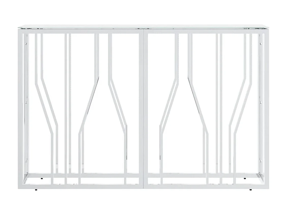 Silberner Konsolentisch 110x30x70 cm, Edelstahl und Glas