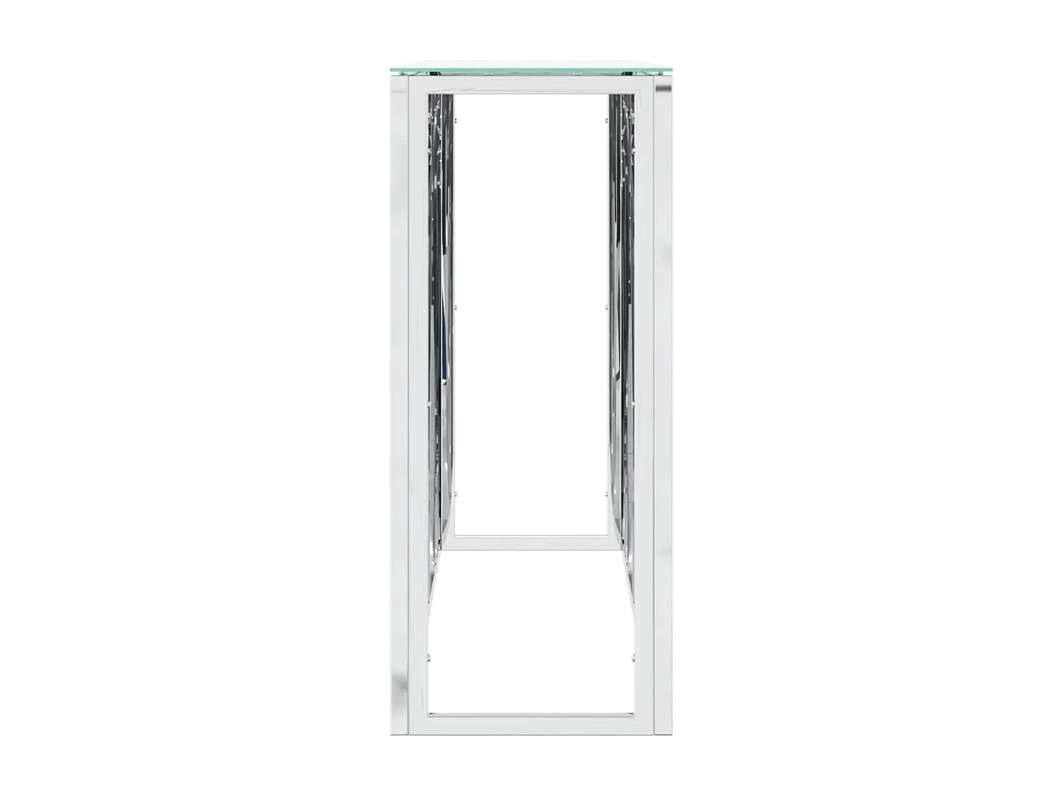 Silberner Konsolentisch 110x30x70 cm, Edelstahl und Glas