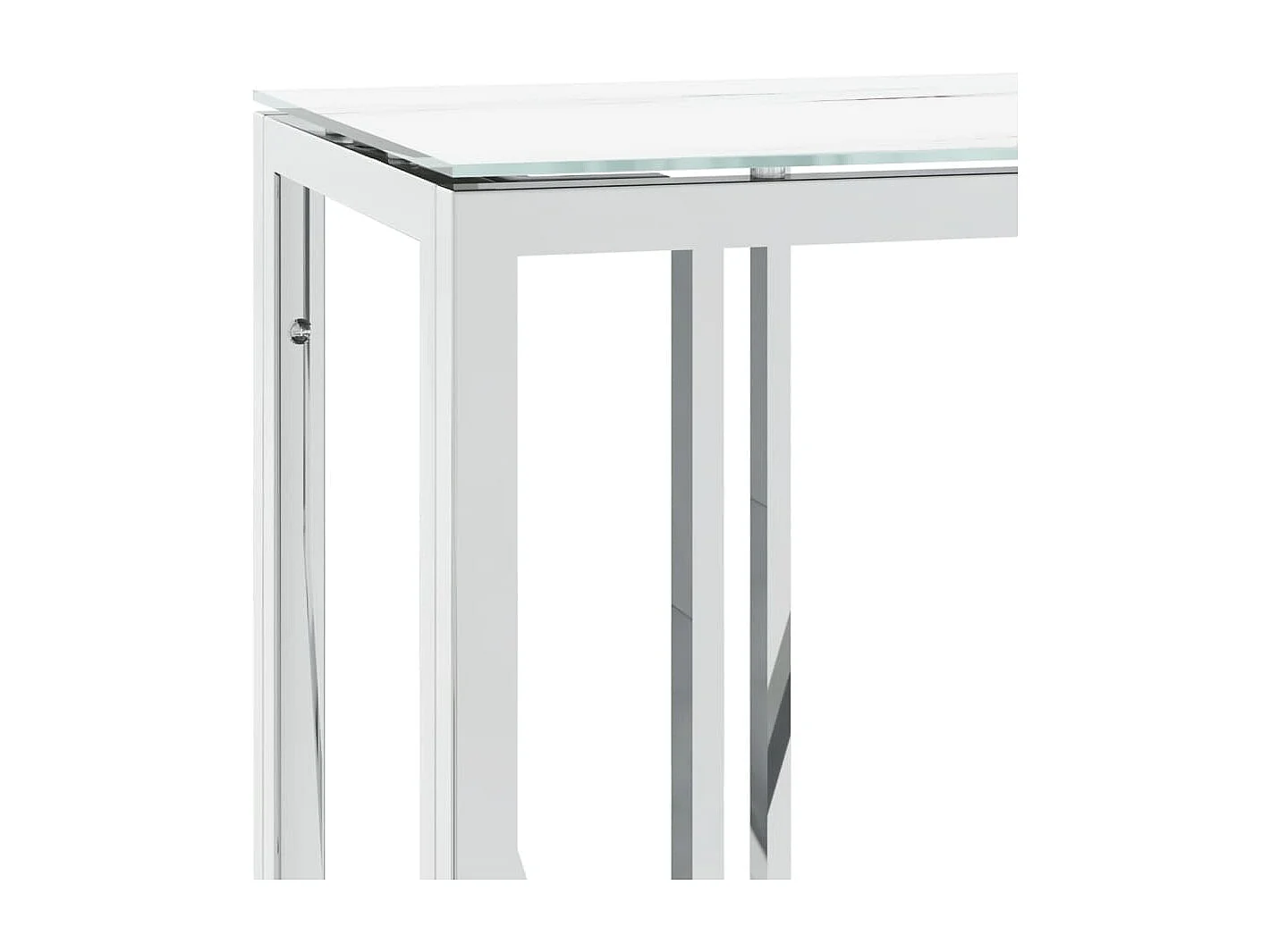 Silberner Konsolentisch 110x30x70 cm, Edelstahl und Glas