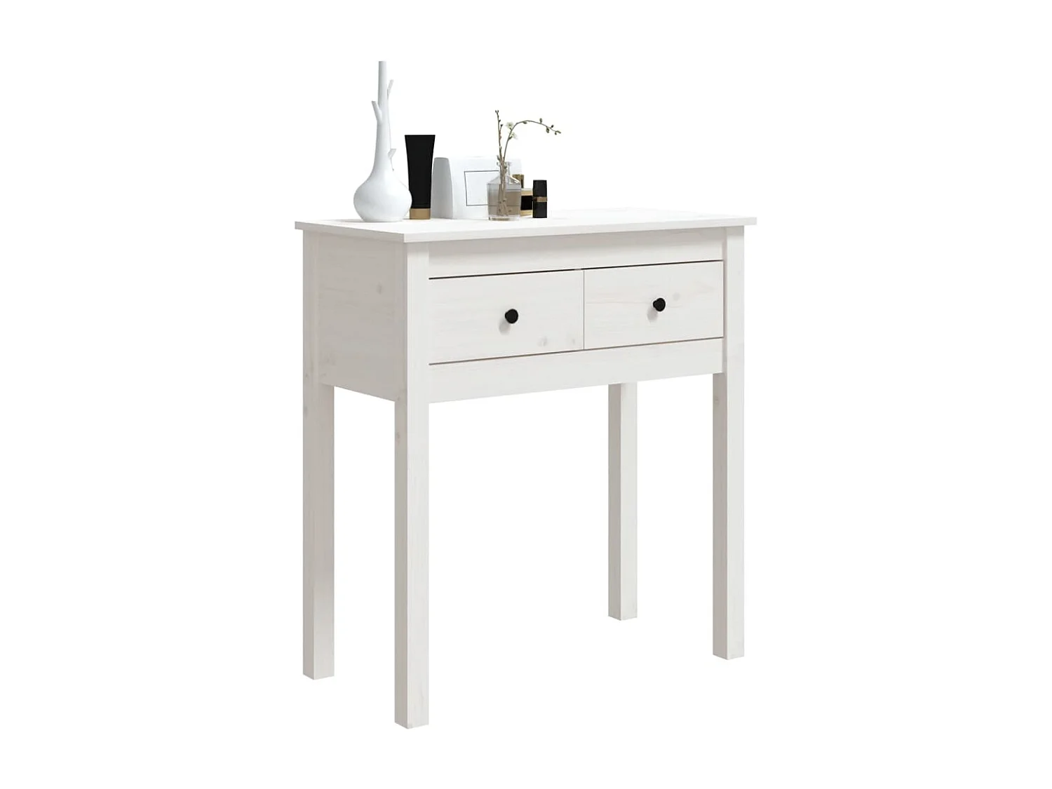 Table console Blanc 70x35x75 cm Bois massif de pin