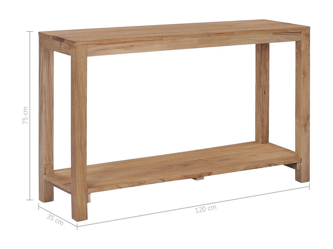 Consoletafel 120 x 35 x 75 cm Massief teakhout