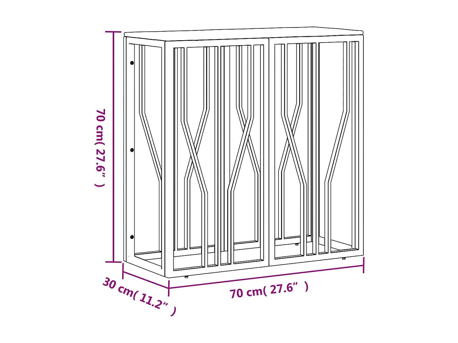 Table console argenté acier inoxydable et bois massif d'acacia