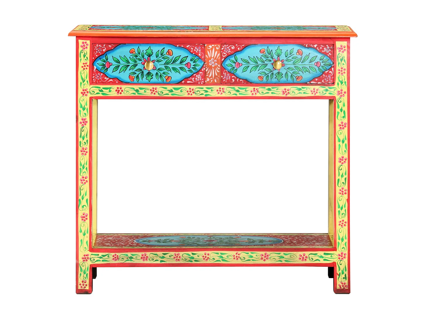 Mesa consola pintada a mano 80x35x75 cm Madera de mango