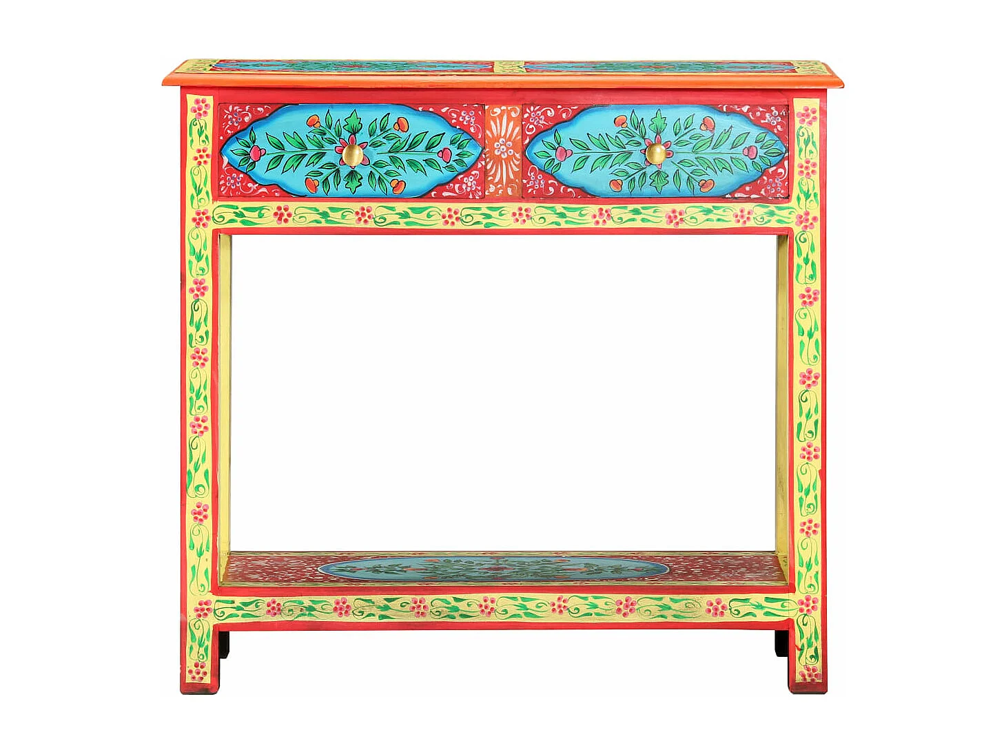 Mesa consola pintada a mano 80x35x75 cm Madera de mango