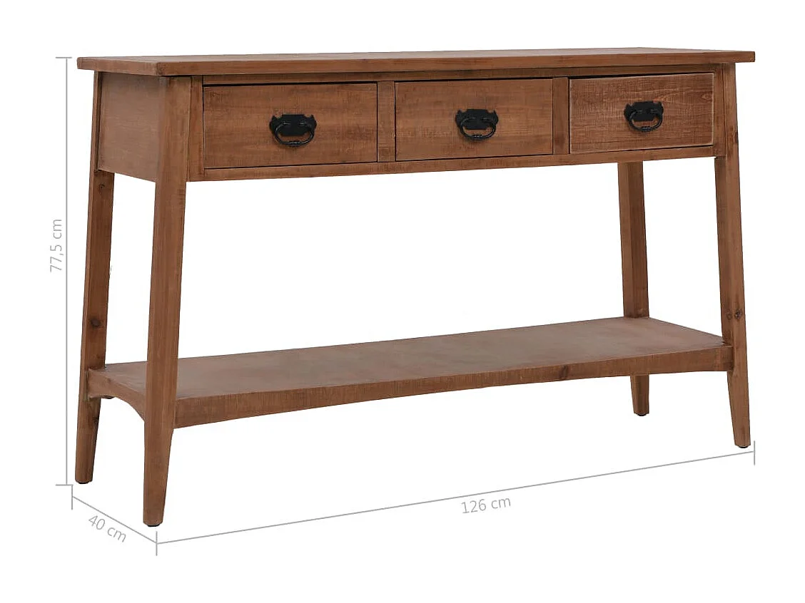 Mesa consolas em madeira maciça de abeto 126 x 40 x 77,5 cm Castanho