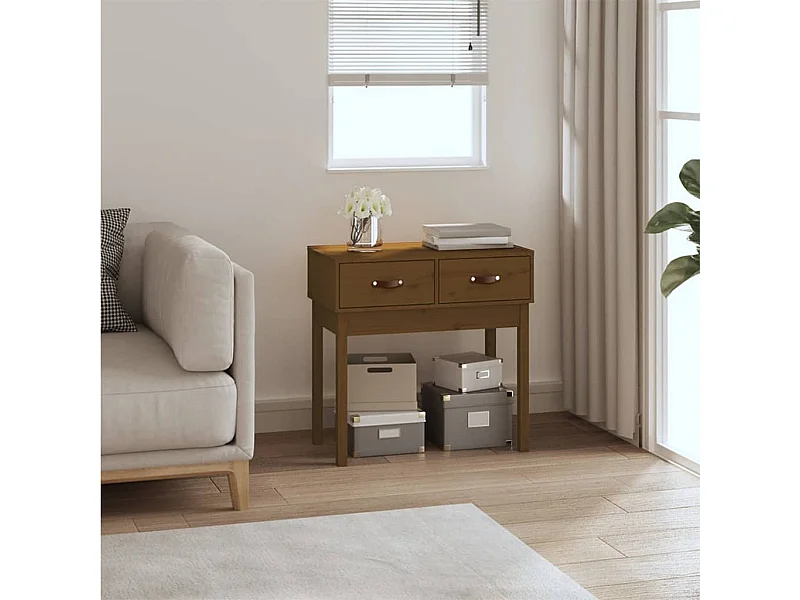 Table console Marron miel 76,5x40x75 cm Bois massif de pin