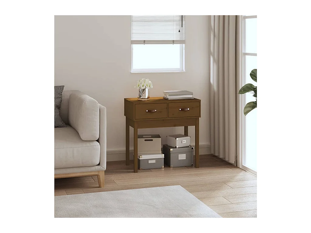 Table console Marron miel 76,5x40x75 cm Bois massif de pin