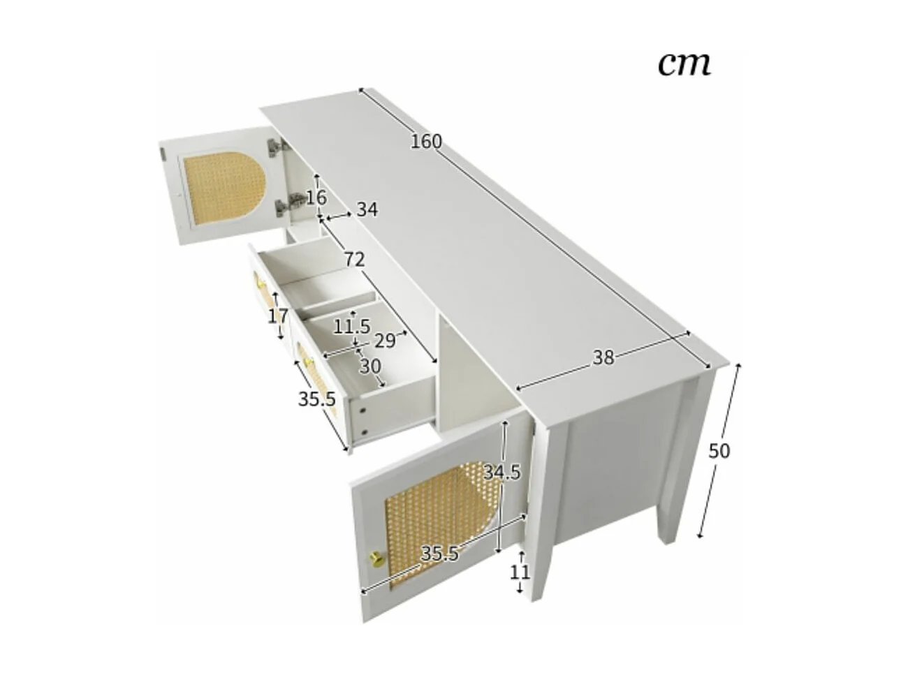 Rotan tv-meubel voor de woonkamer