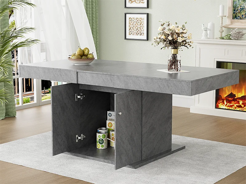 Uitschuifbare eettafel - met opbergruimte eronder - moderne stijl - Grijs