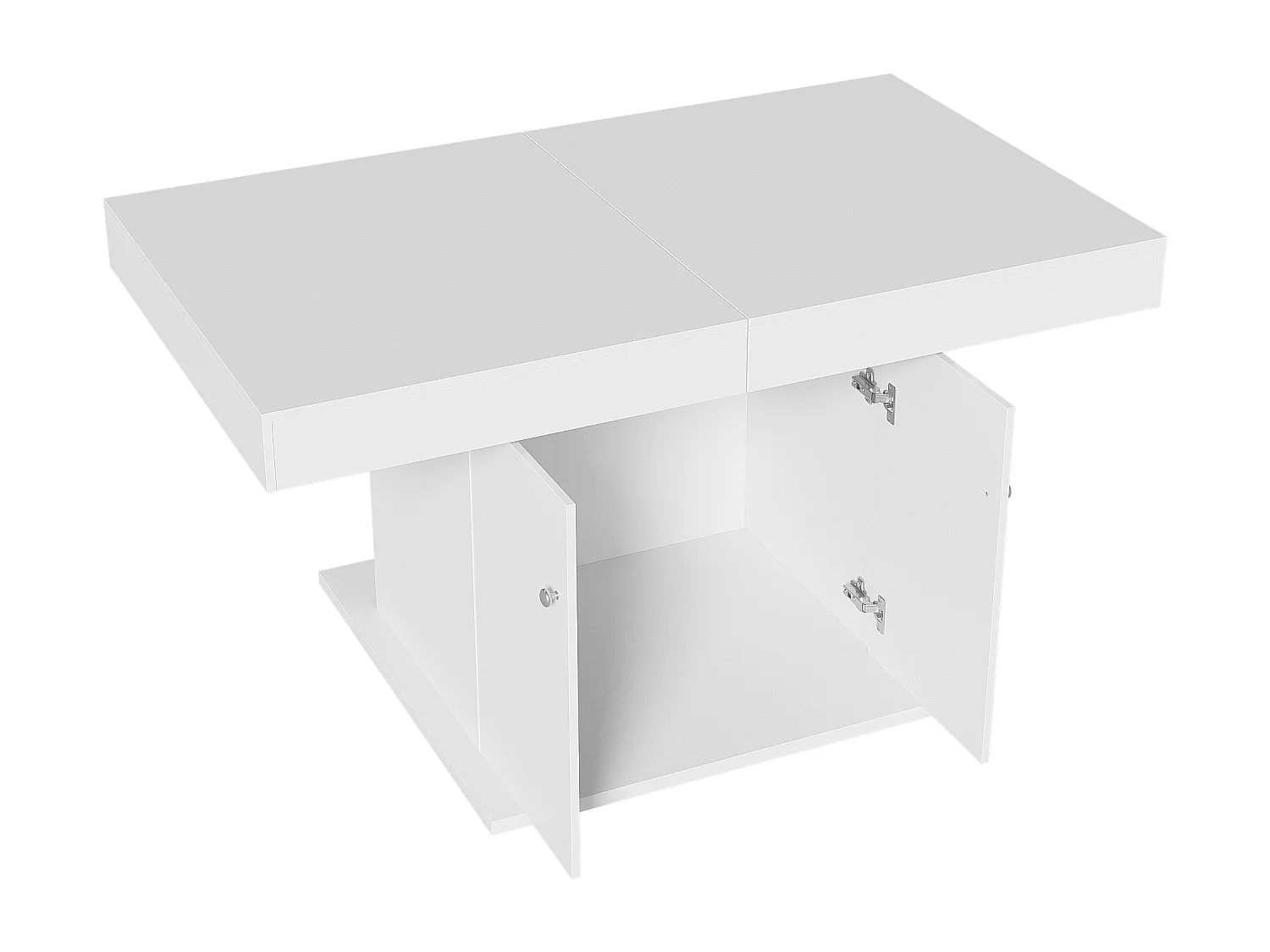 Mesa de jantar extensível - com arrumação por baixo - estilo moderno - Branco