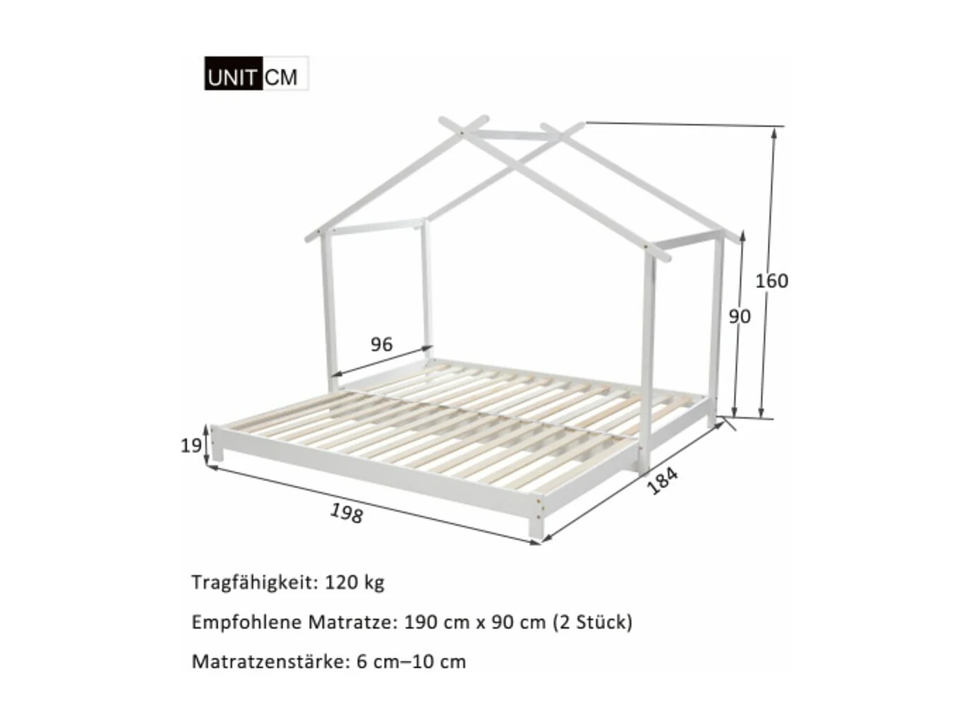 Lit pour enfants en bois convertible, 90/180 x 190 cm