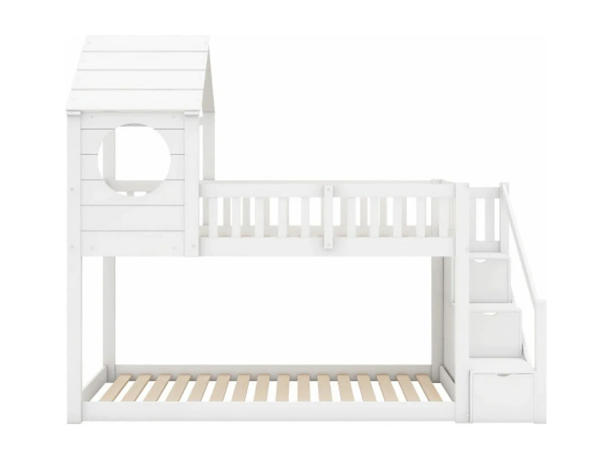 Cama em forma de casa Baumhaus, beliche infantil, 90 x 200 cm