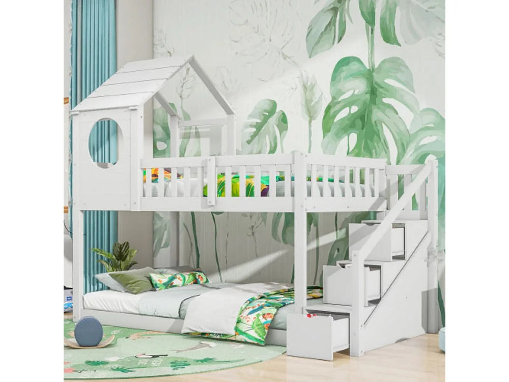 Cama em forma de casa Baumhaus, beliche infantil, 90 x 200 cm