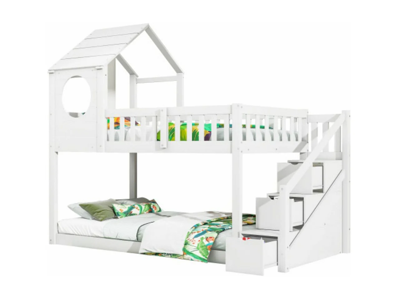 Cama em forma de casa Baumhaus, beliche infantil, 90 x 200 cm