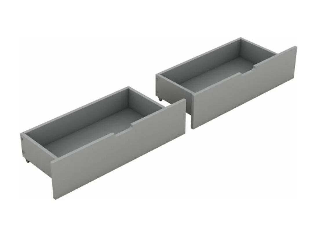 Lit simple en bois avec quatre tiroirs de rangement, gris