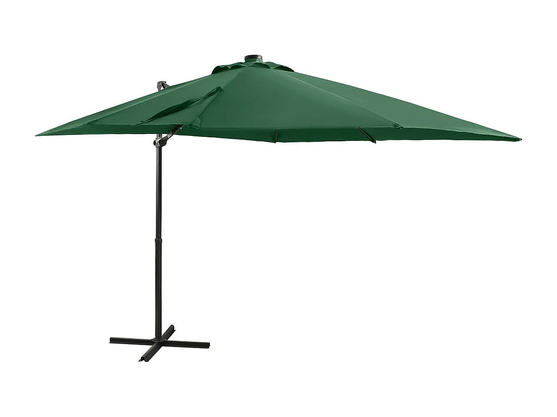 Offsetparasol met paal en groene LED-verlichting 250 cm