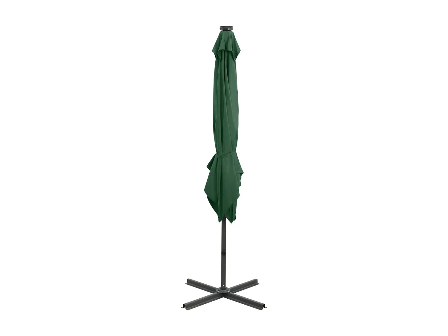 Offsetparasol met paal en groene LED-verlichting 250 cm
