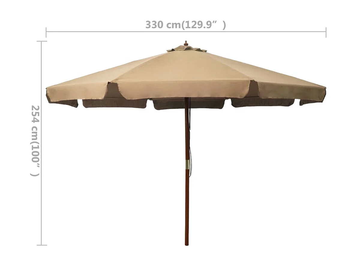 Parasol met houten paal 330 cm Taupe