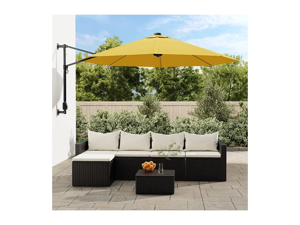 Wandparasol met gele LED 290 cm