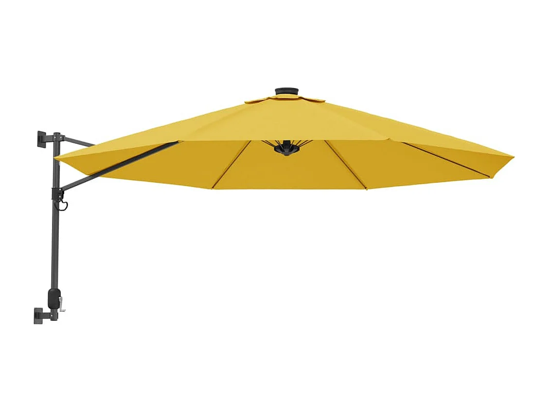 Parasol mural avec LED jaune 290 cm