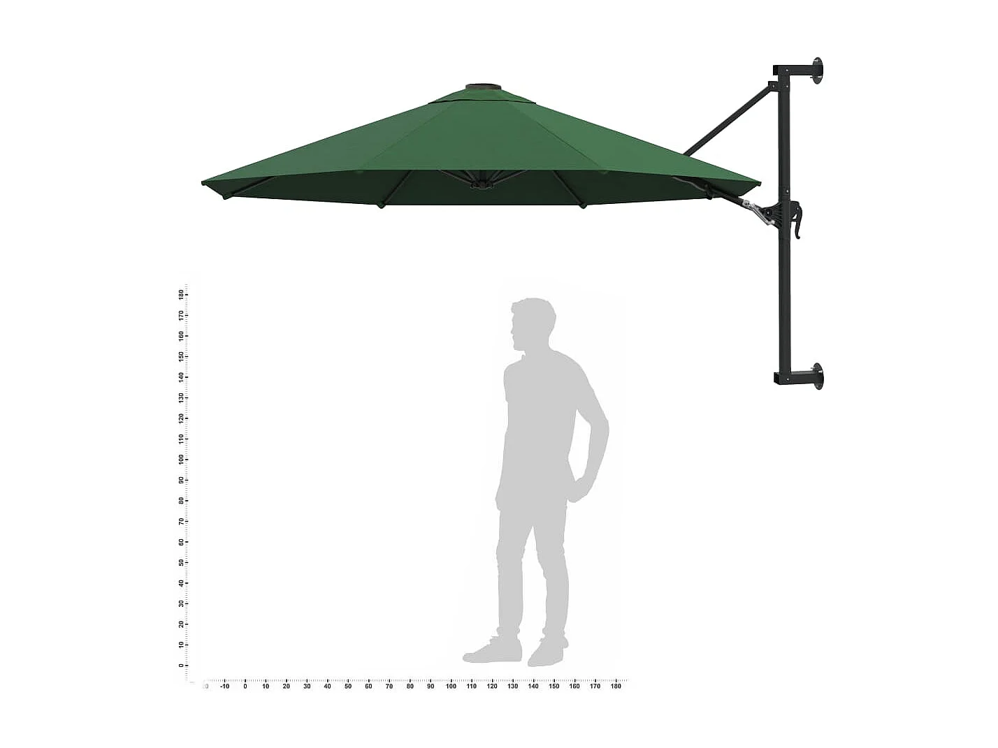 Ombrellone da parete con palo in metallo 300 cm Verde