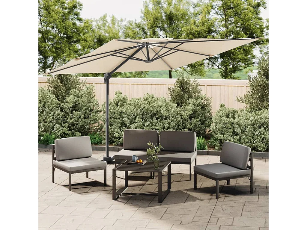 Zweefparasol met dubbel dak Zandwit 400x300 cm