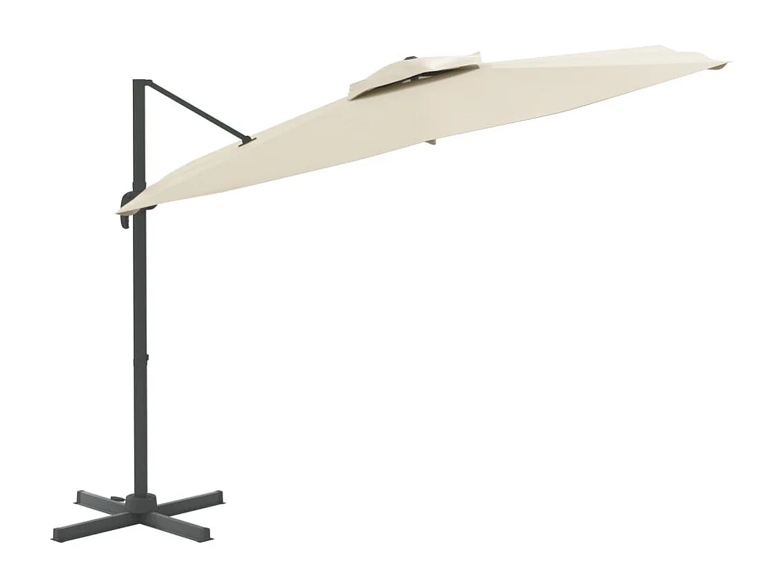 Zweefparasol met dubbel dak Zandwit 400x300 cm
